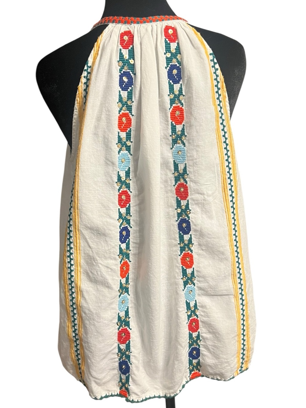 Anthropologie Love Sam Jillian Embroidered cotton linen Top S - Picture 5 of 9